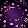 Shimmering Lotus Rhodium Plated 925 Sterling Silver Chain Anklets