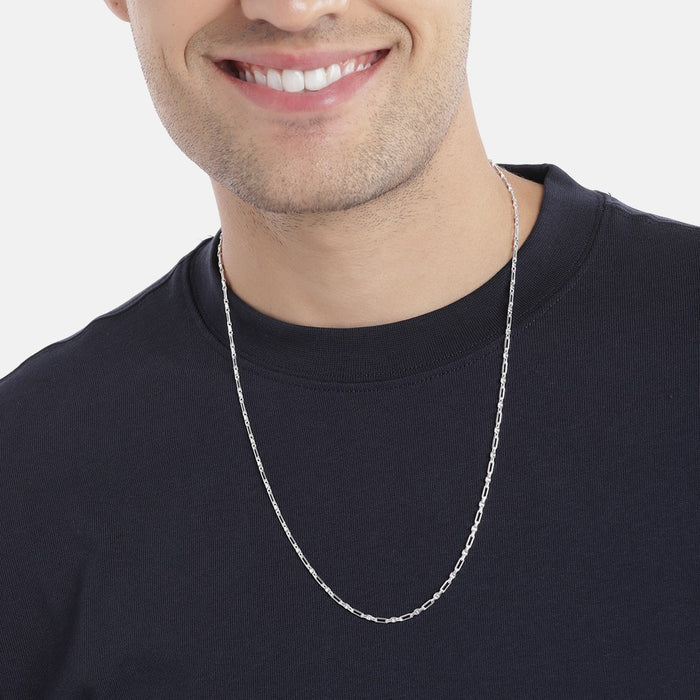 Shimmering Reflections Rhodium-Plated 925 Sterling Silver Chain for Men