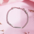 Shimmering Reflections Rhodium-Plated 925 Sterling Silver Link Chain Mens Bracelet