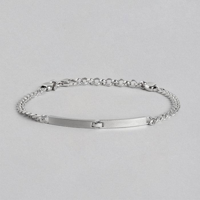 Shimmering Reflections Rhodium-Plated 925 Sterling Silver Link Chain Mens Bracelet