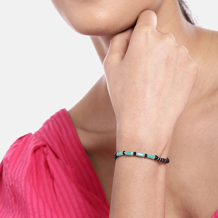 Shimmering Reflections Silver Plated 925 Sterling Silver Beaded Bracelet