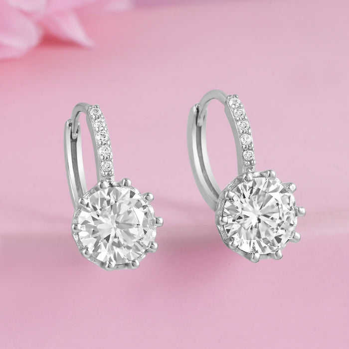 Shimmering Rhodium Plated 925 Sterling Silver Earrings