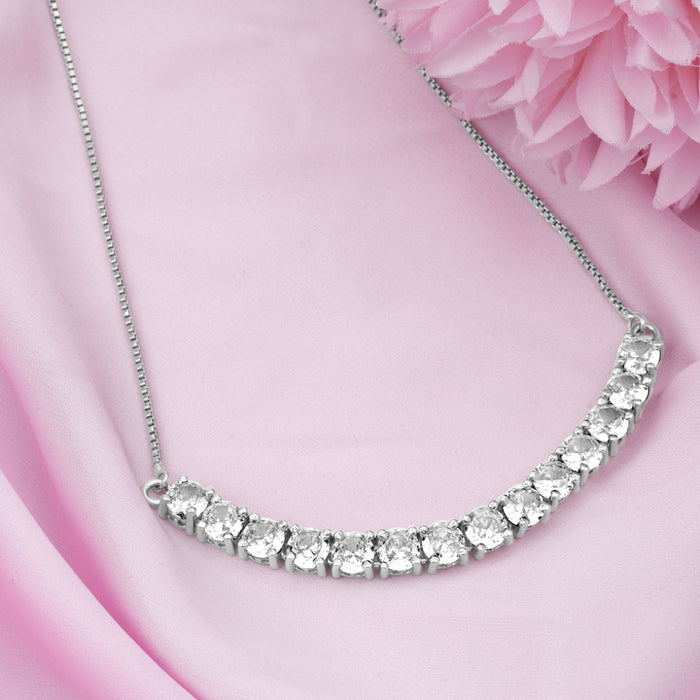Shimmering Rhodium Plated 925 Sterling Silver Necklace