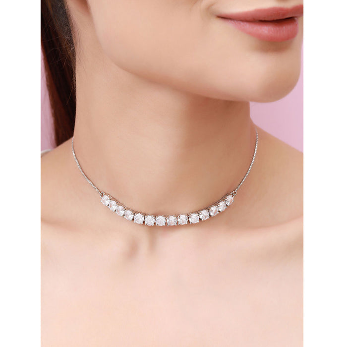 Shimmering Rhodium Plated 925 Sterling Silver Necklace