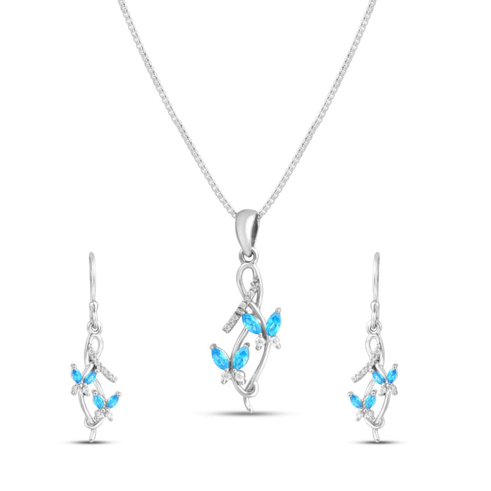 Shimmering Trail Rhodium Plated 925 Sterling Silver Jewellery Set