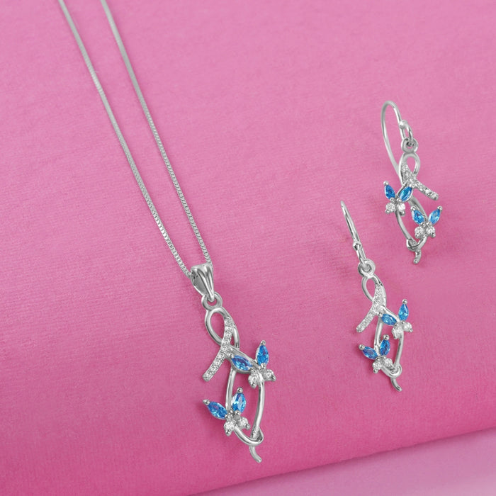 Shimmering Trail Rhodium Plated 925 Sterling Silver Jewellery Set