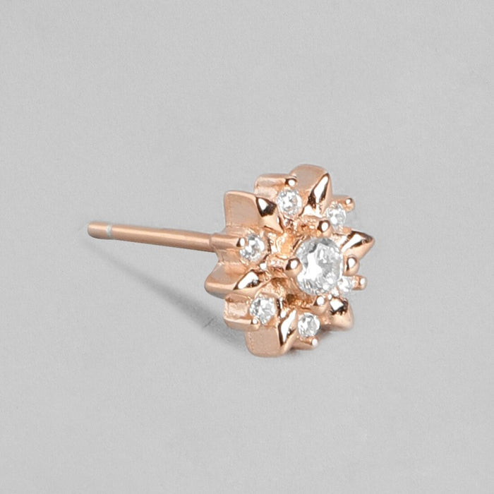 Shinning Flower Rose Gold Studs 925 Silver Earrings