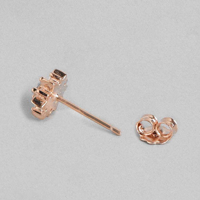 Shinning Flower Rose Gold Studs 925 Silver Earrings