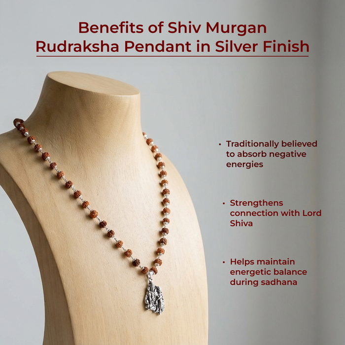 Shiv Murugan Rudraksha Pendant in Silver Finish - view 2