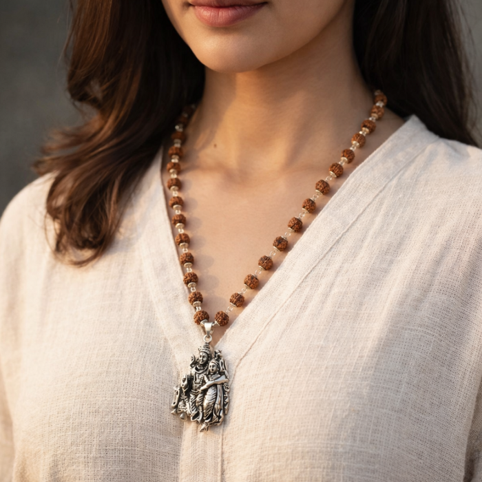 Shiv Murugan Rudraksha Pendant in Silver Finish - view 4