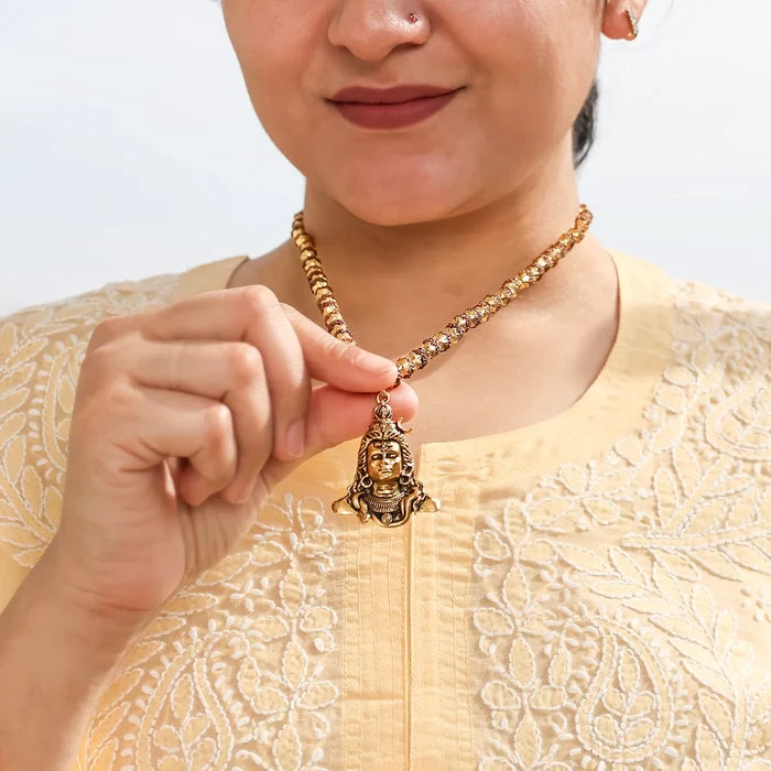Shiva Adi Yogi Rudraksha Necklace IN Dual Tone - view 2