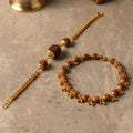 Shiva-Shakti Duo: Rudraksha Link Chain & Gold-Finish Bracelet