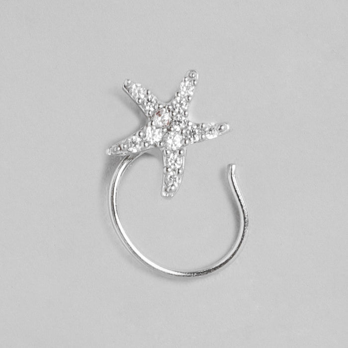 Shooting Star Magic 925 Sterling Silver Rhodium CZ Nosepin