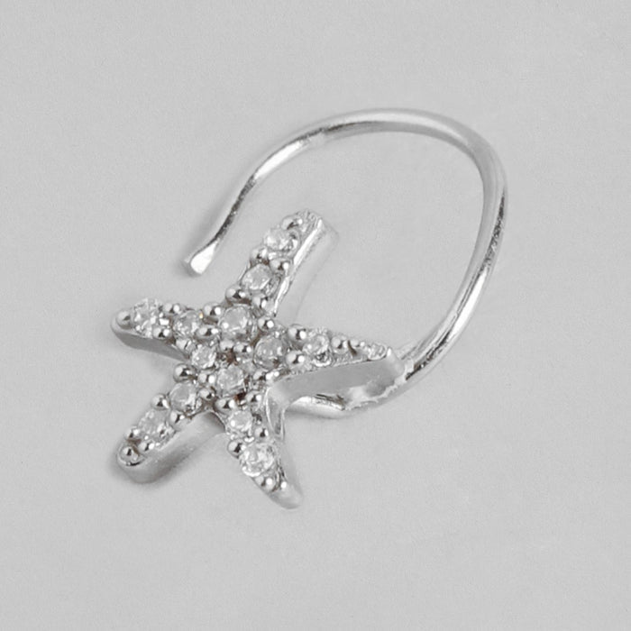 Shooting Star Magic 925 Sterling Silver Rhodium CZ Nosepin