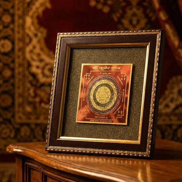 Shree Kuber Yantra on Raw Pyrite Frame - view 2
