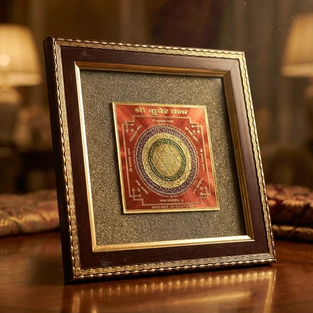 Shree Kuber Yantra on Raw Pyrite Frame - view 3