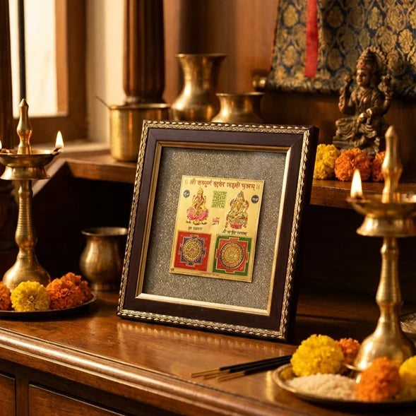 Shree Sampurna Kuber Lakshmi Yantra Pyrite Frame - view 2