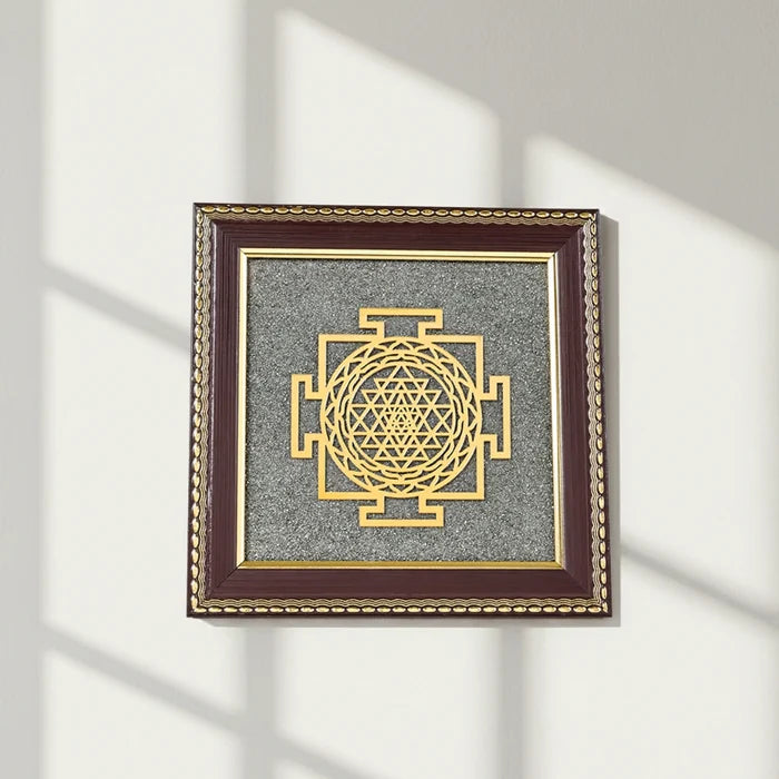 Shree Yantra Raw Pyrite Frame for Wealth Manifestation