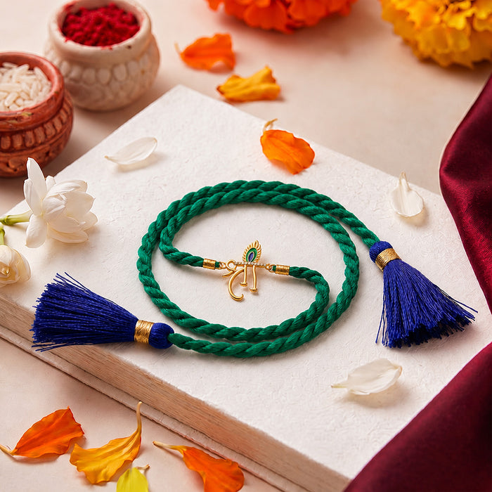 Shri Gold plated Silver Rakhi for Bhai