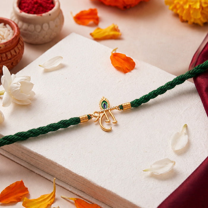 Shri Gold plated Silver Rakhi for Bhai