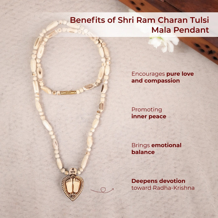 Shri Ram Charan Tulsi Mala Pendant | Blessings of Shri Ram Ji - view 3