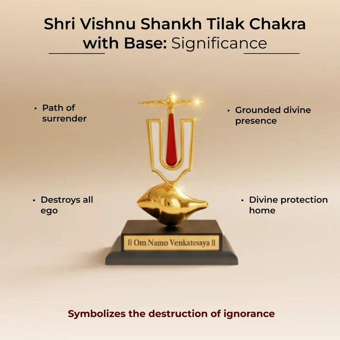 Shri Vishnu Shankh Tilak Chakra with Base - view 3