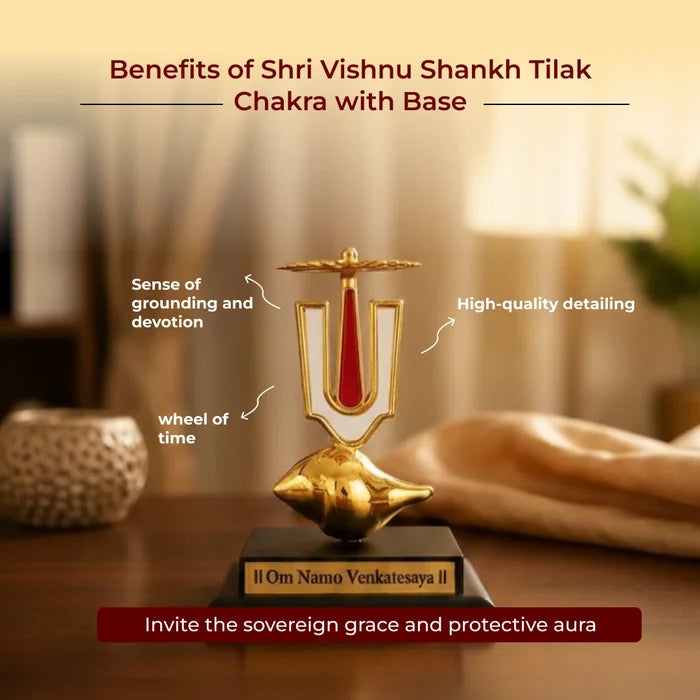 Shri Vishnu Shankh Tilak Chakra with Base - view 4