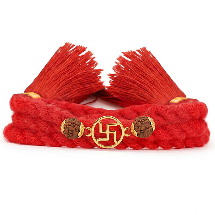 Shubh Swastik Gold Plated Silver Rakhi (Zavya Signature)