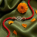 Shubh Swastik Rhodium plated Silver Rakhi (Zavya Signature)