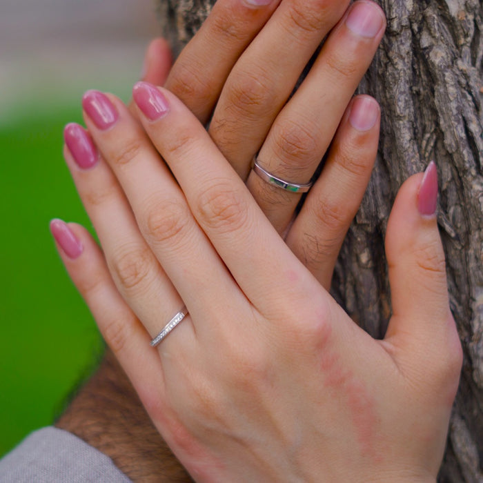 Silent Promise Rhodium Plated 925 Silver Couples Rings (Adjustable)