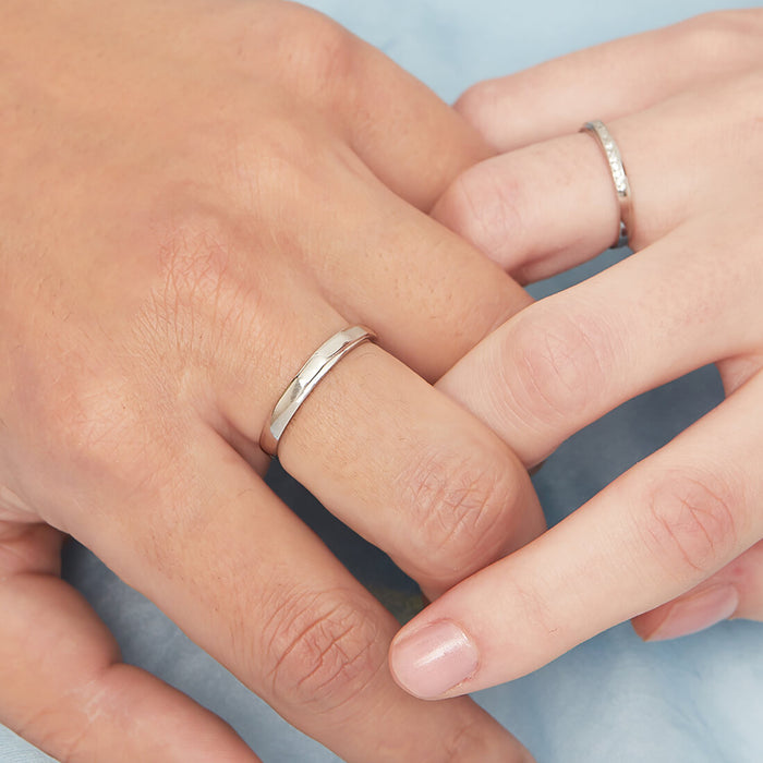 Silent Promise Rhodium Plated 925 Silver Couples Rings (Adjustable)
