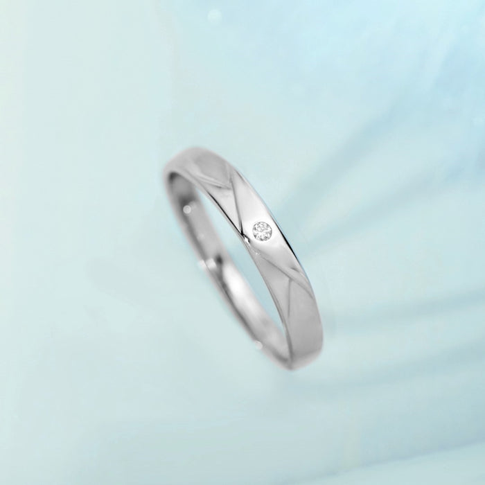 Silent Strength CZ Rhodium Plated 925 Silver Mens Ring (Adjustable)