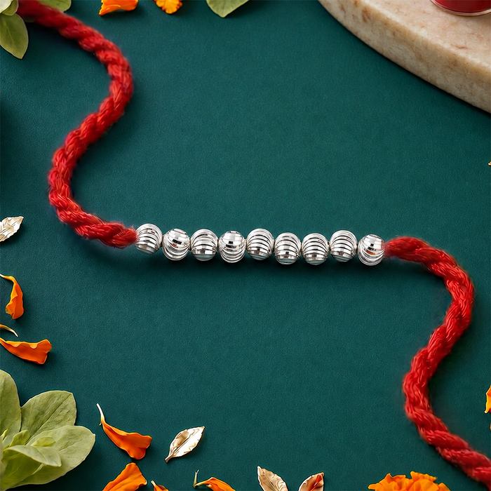 Silver Beaded 925 Silver Rakhi