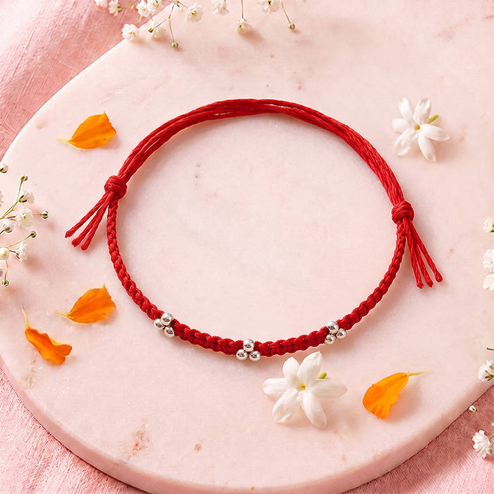 Silver Beaded Rakhi for Bhabhi