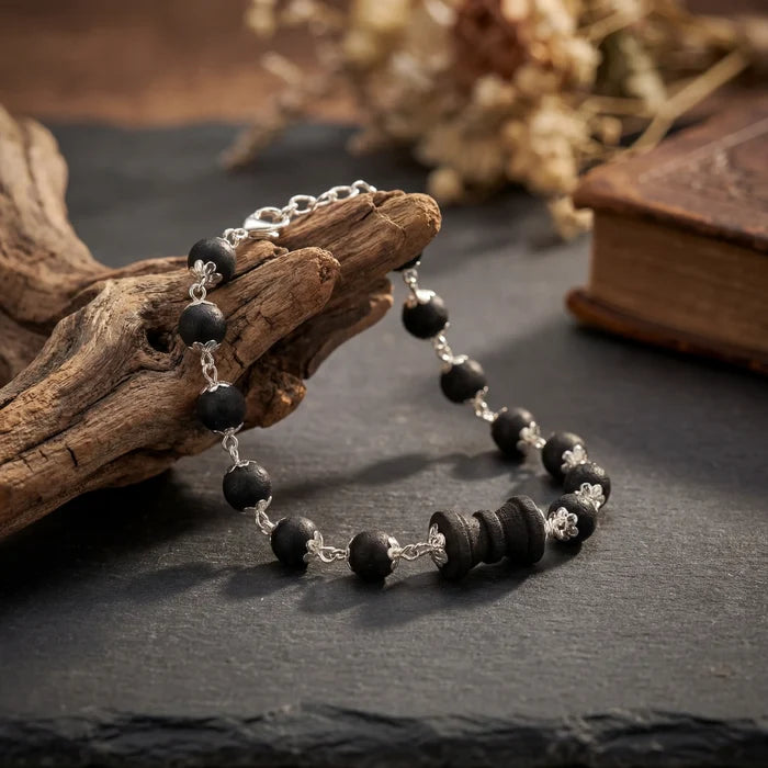 Silver Cap Karungali Bracelet with Karungali Damroo - view 4