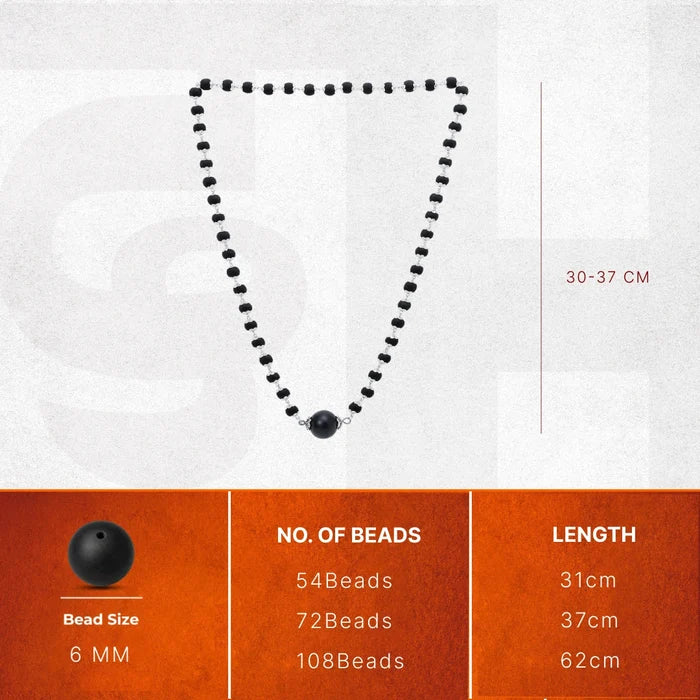 Silver Cap Karungali Mala with Large Bead, Gov. Lab Certified - view 2