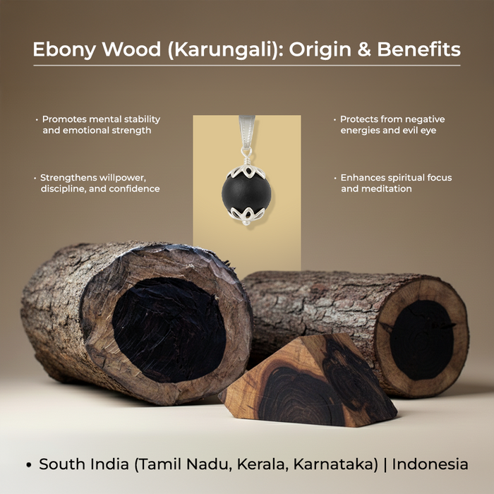 Silver Cap Karungali Mala with Trishul Nandi Pendant - view 3
