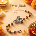 Silver Cap Rudraksha Bracelet featuring the Trishul and Damroo charm design