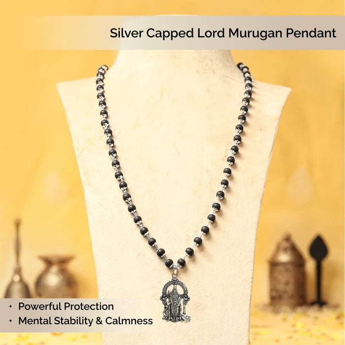 Silver Capped Lord Murugan Pendant