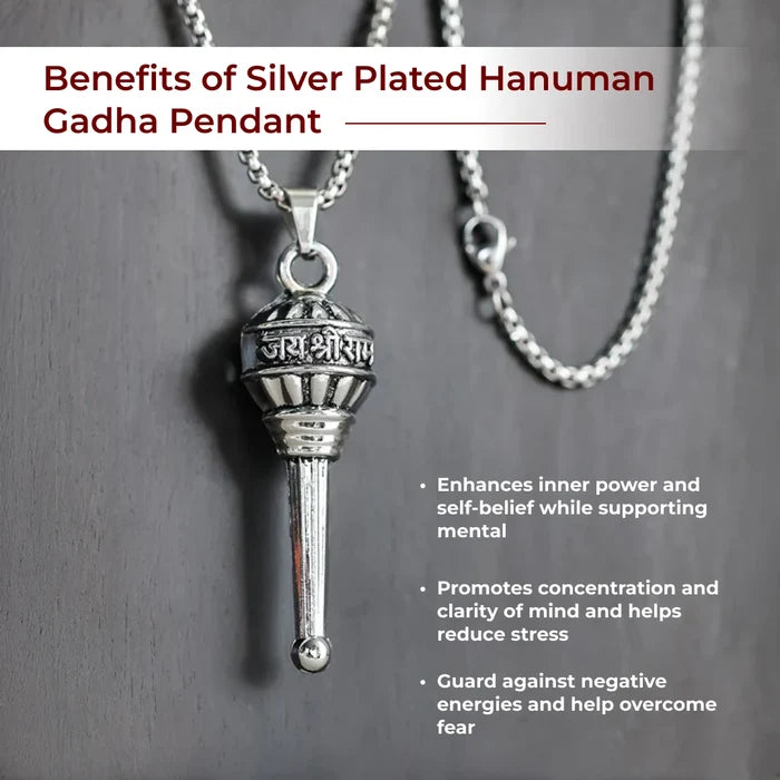 Silver Plated Hanuman Gadha Pendant