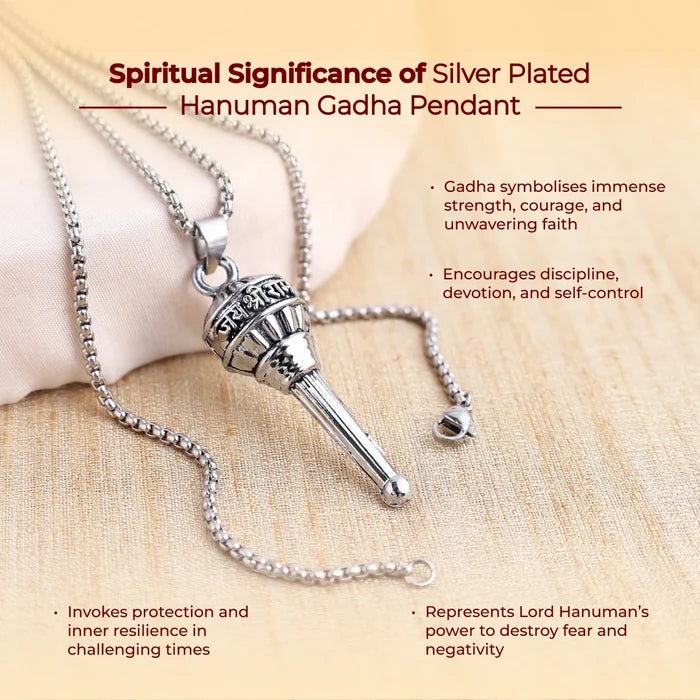 Silver Plated Hanuman Gadha Pendant - view 3