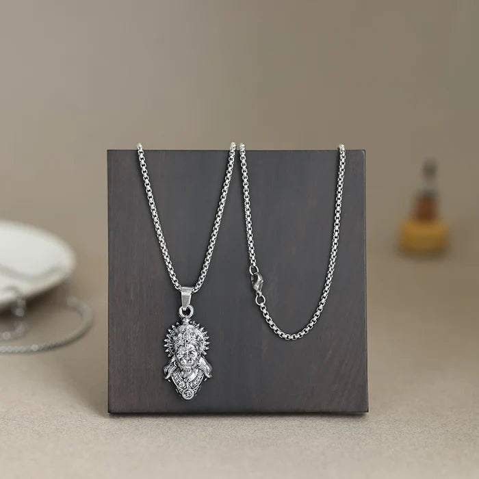 Silver Plated Hanuman Ji Face Pendant