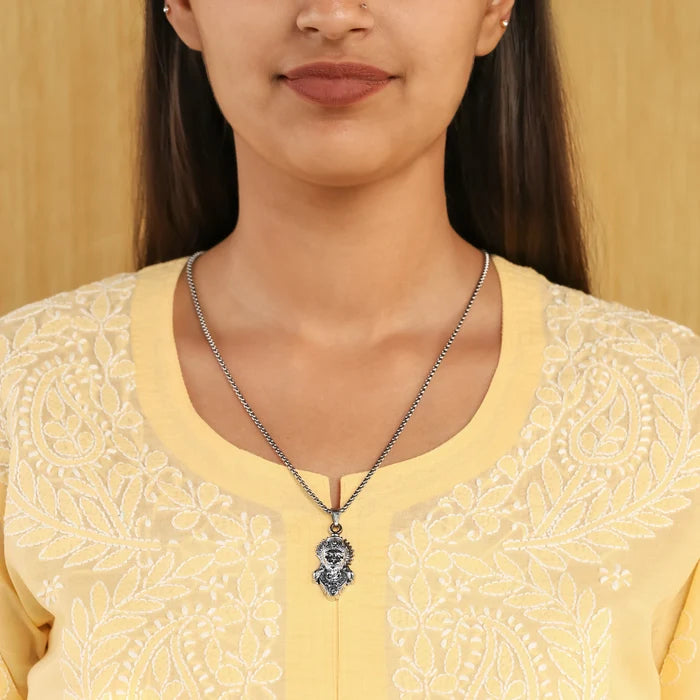 Silver Plated Hanuman Ji Face Pendant