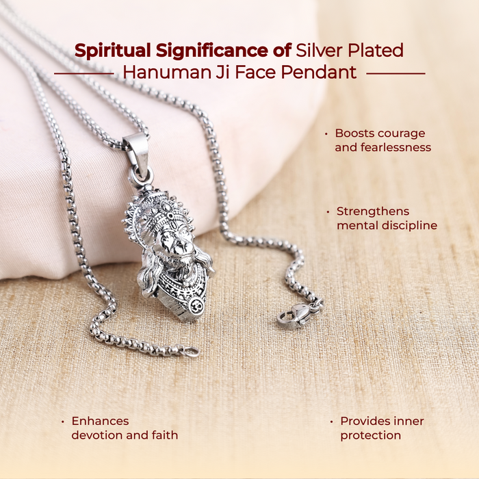 Silver Plated Hanuman Ji Face Pendant - view 3