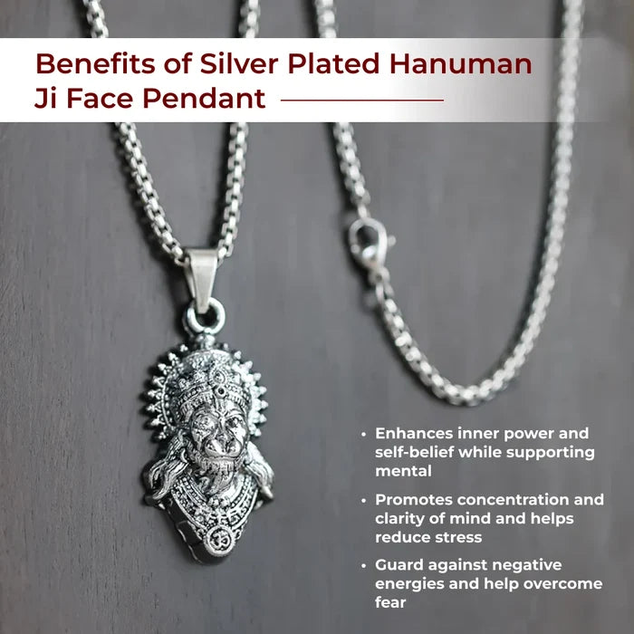 Silver Plated Hanuman Ji Face Pendant - view 4