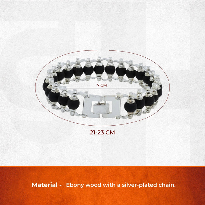 Silver-Plated Karungali Chain Bracelet - Made from Natural Ebony Wood - view 2