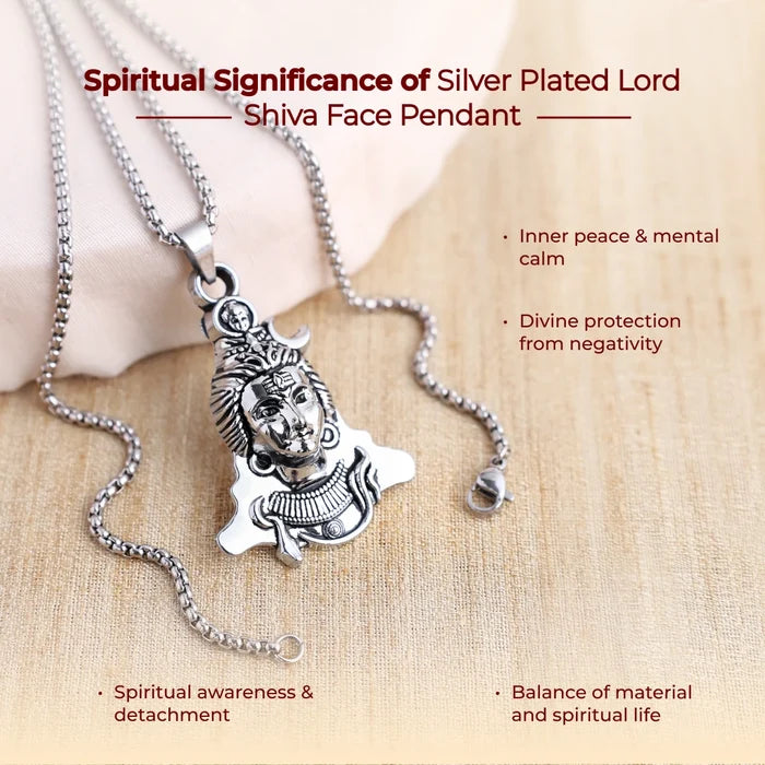 Silver Plated Lord Shiva Face Pendant - view 2