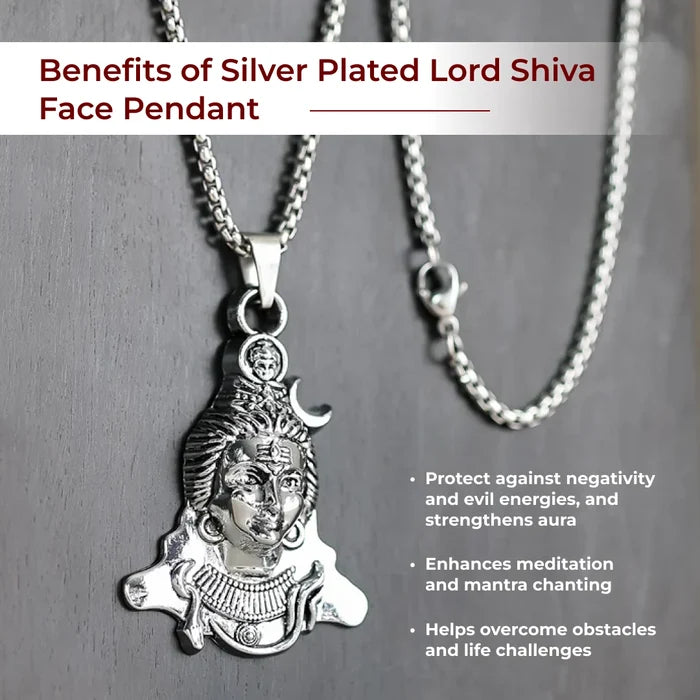 Silver Plated Lord Shiva Face Pendant - view 3