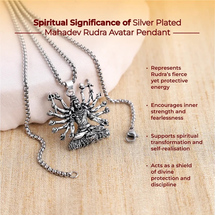 Silver Plated Mahadev Rudra Avatar Pendant - view 2