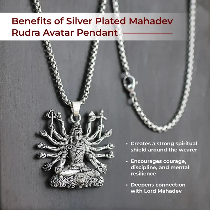 Silver Plated Mahadev Rudra Avatar Pendant - view 3